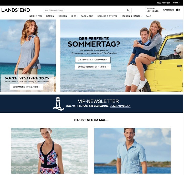 Lands’ End Newsletter Anmeldung & 40% Lands’ End Gutschein sichern: